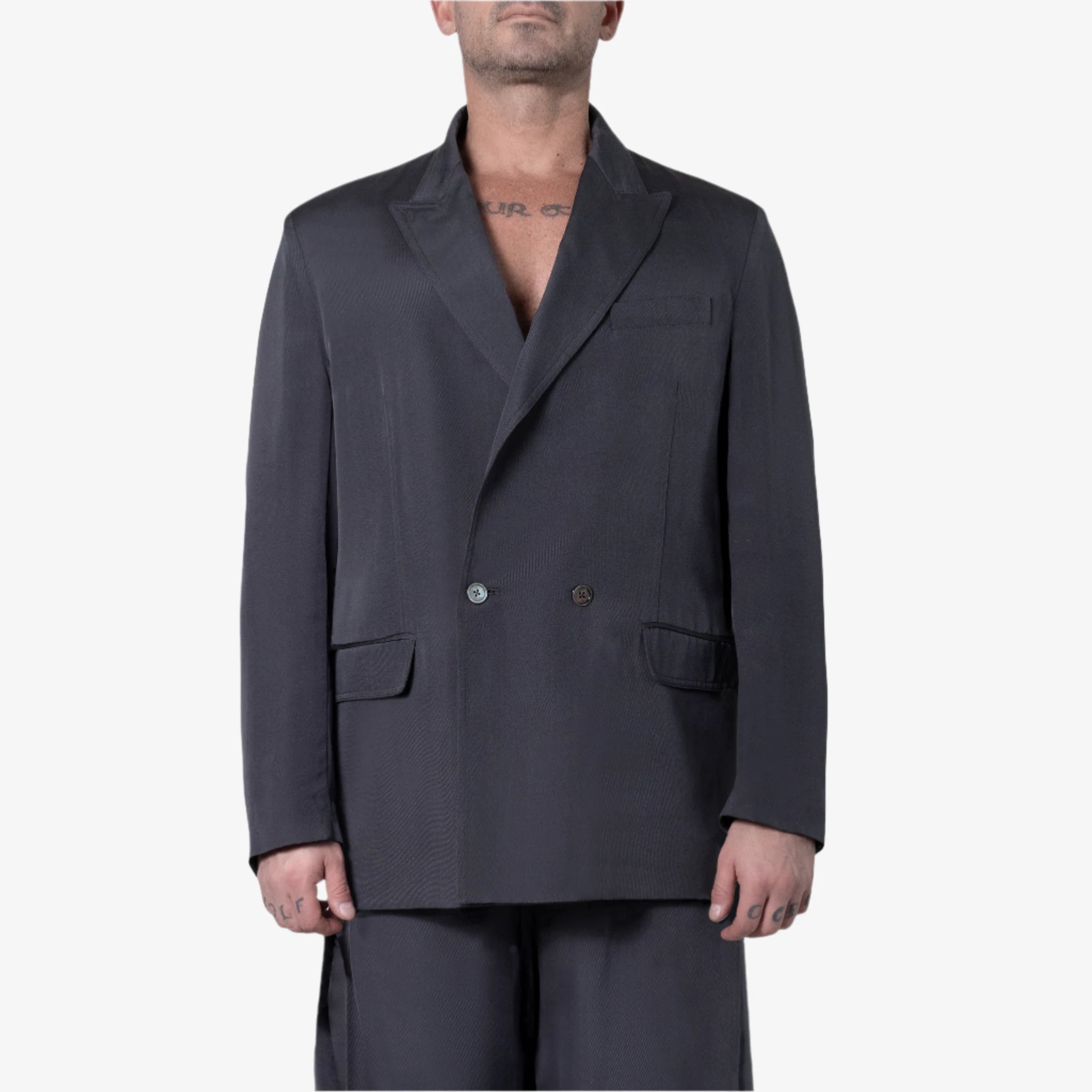 ジャケット・アウター [21AW] PE TWILL DOUBLE BREASTED JACKET Double- Breasted Silk Twill Jacket
