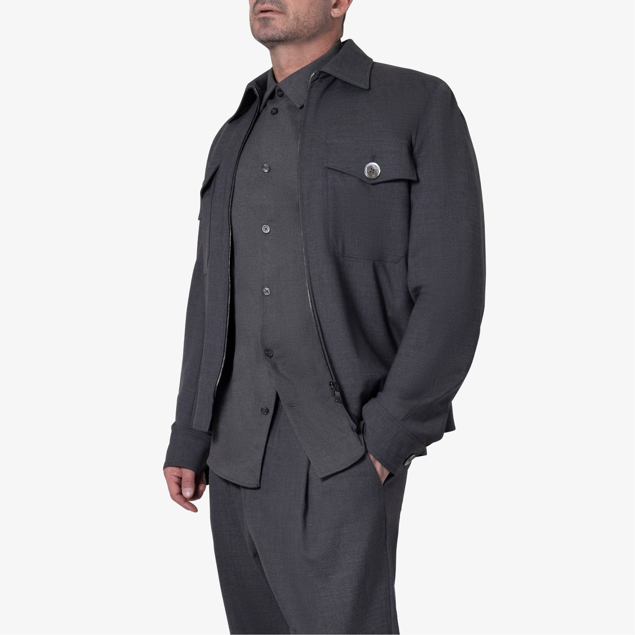 Zip Front Wool Jacket