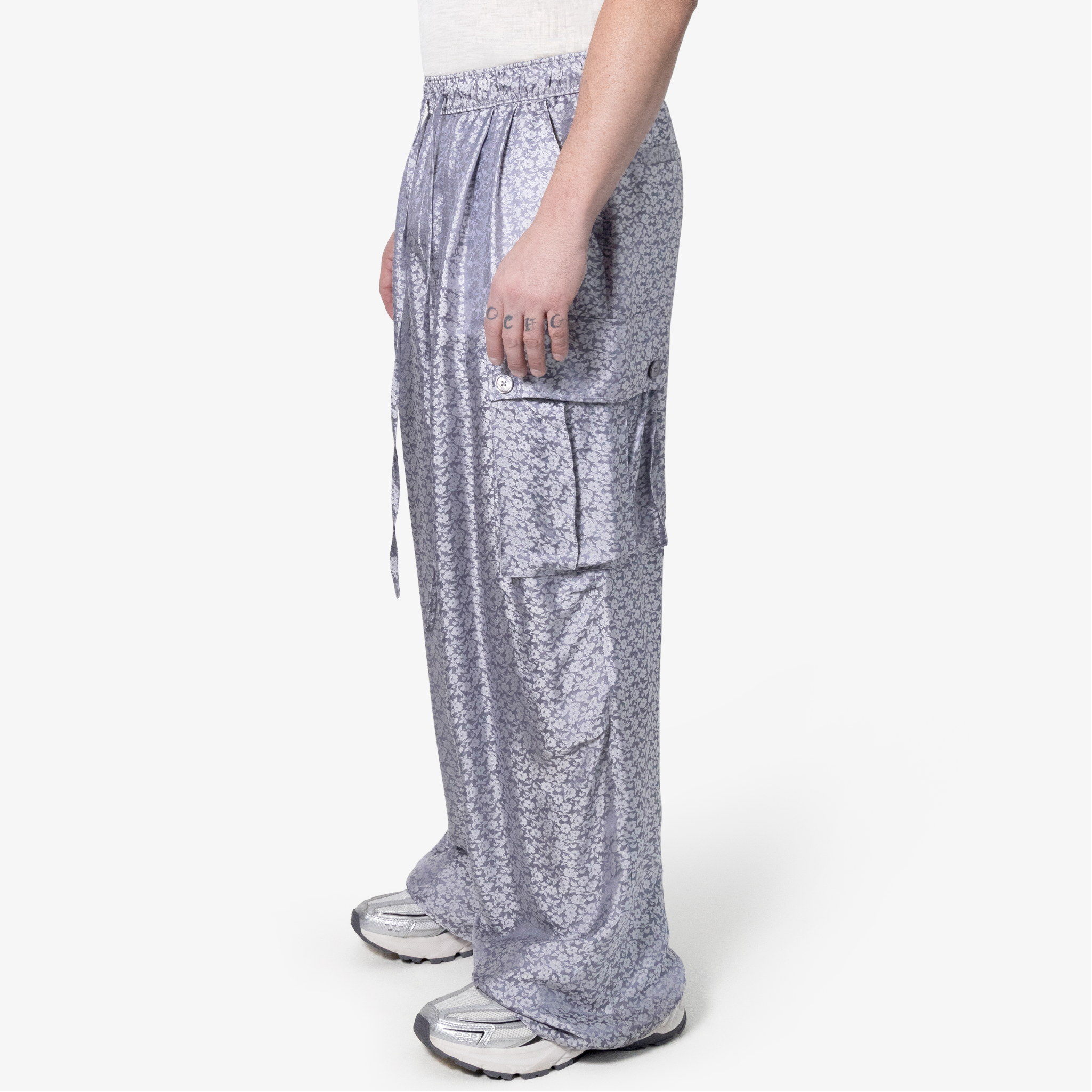 Relaxed fit Silk Jacquard Cargo Pant