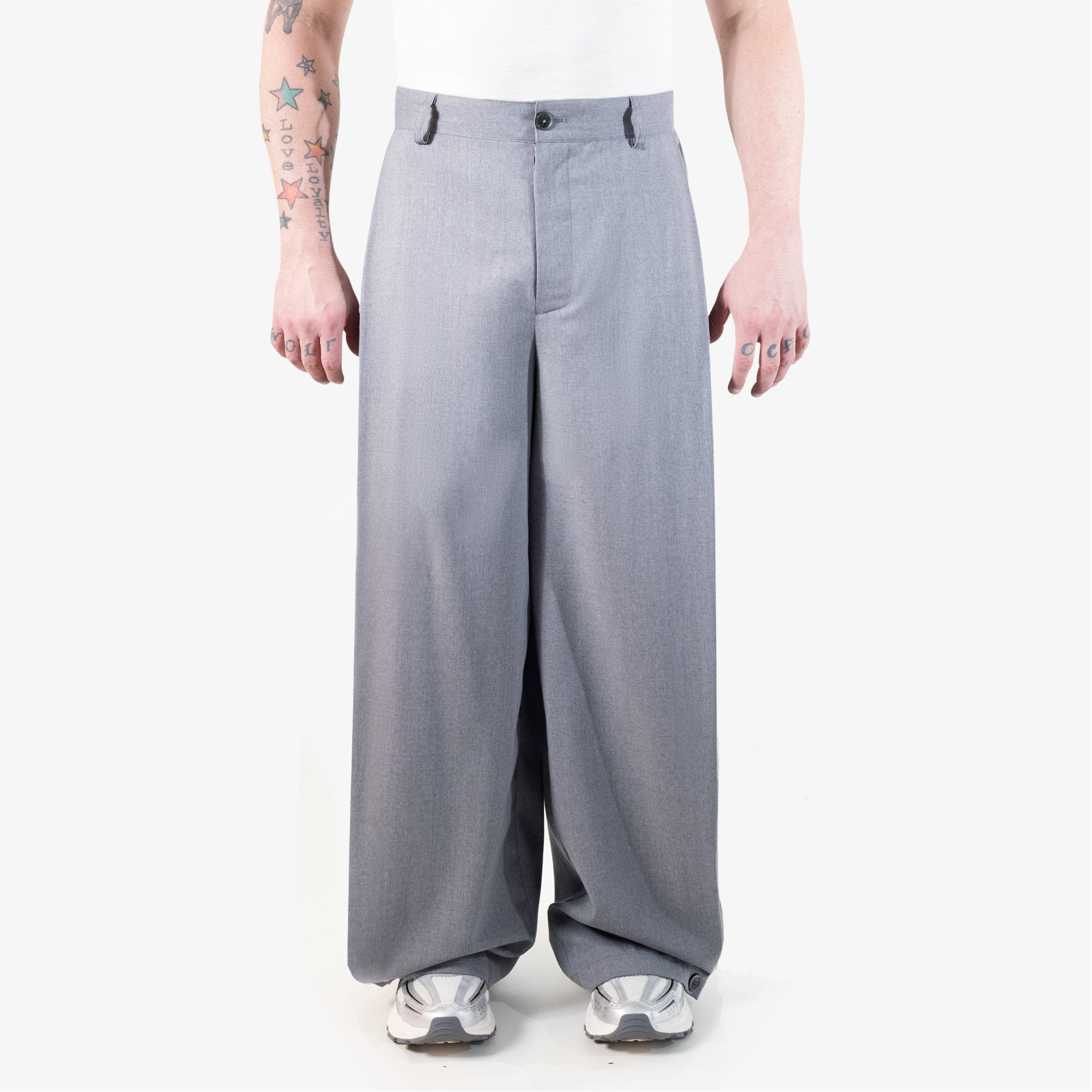 Barrel Leg Wool Pleated Pant