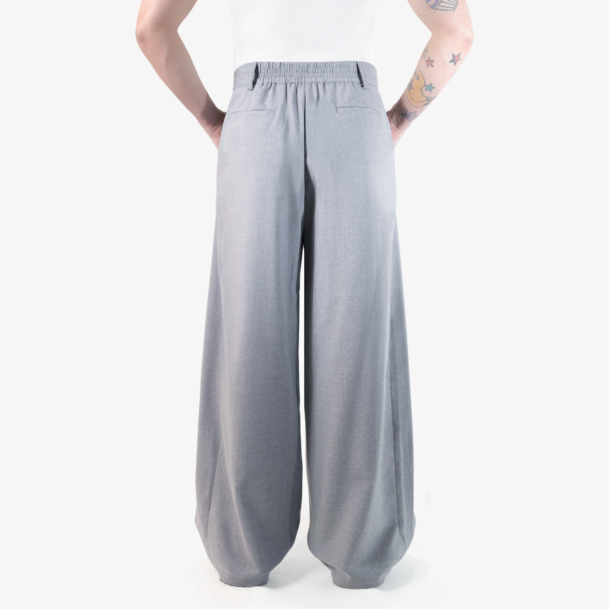Barrel Leg Wool Pleated Pant