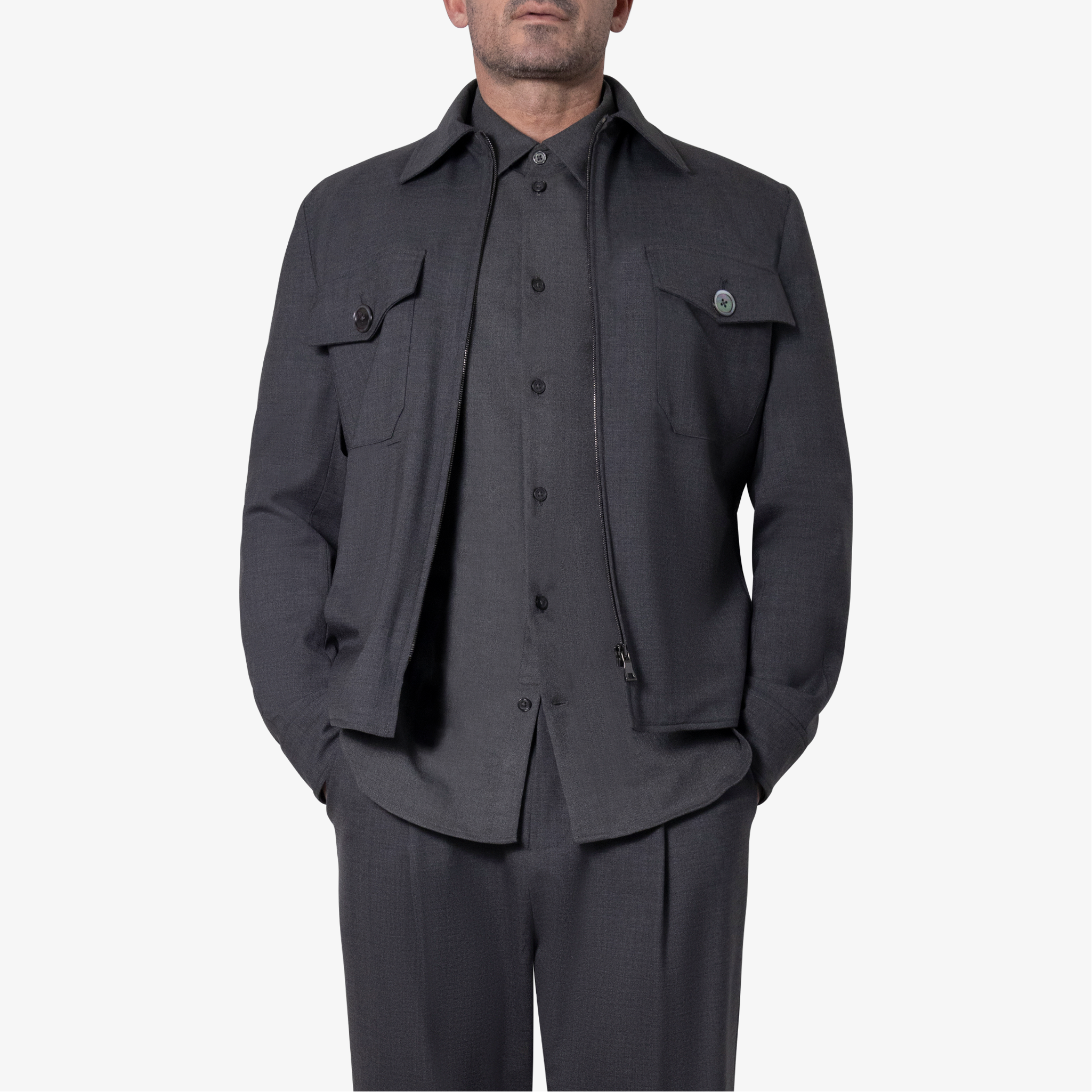 Zip Front Wool Jacket