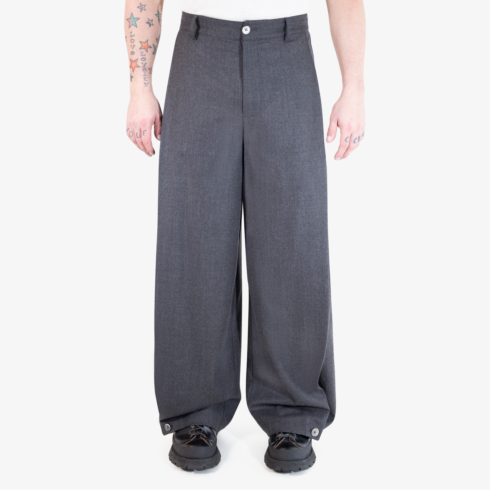 Barrel Leg Wool Pleated Pant