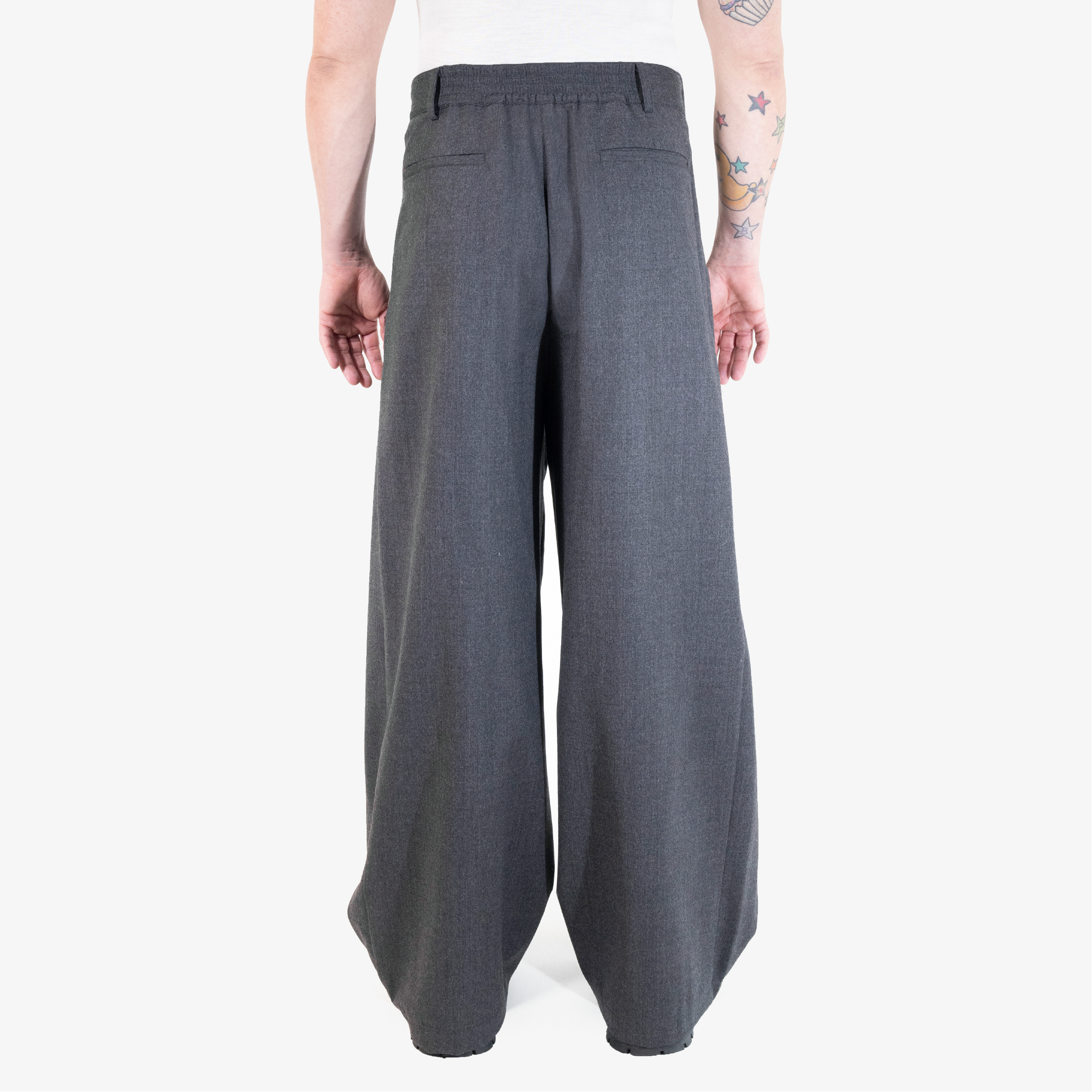 Barrel Leg Wool Pleated Pant