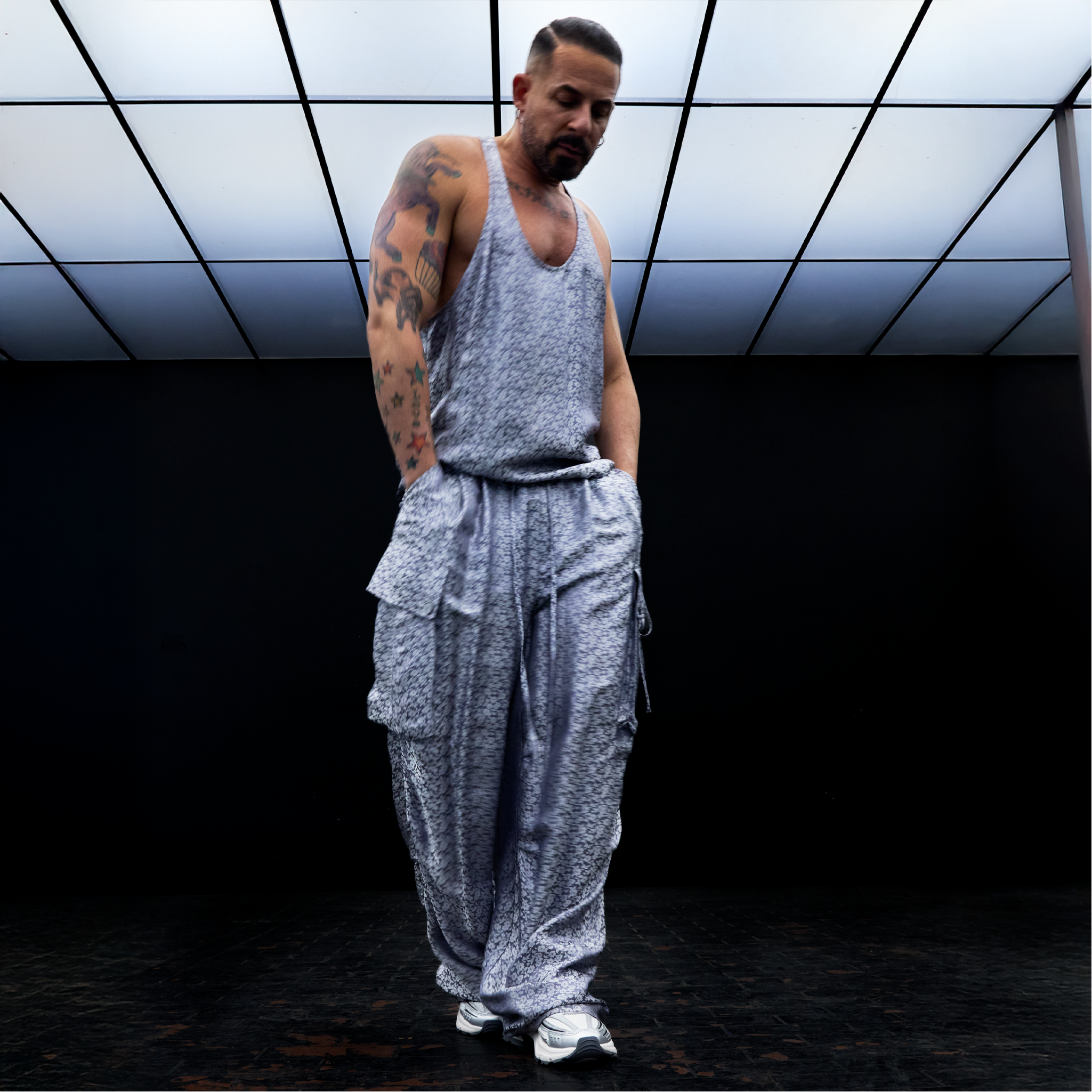 Relaxed fit Silk Jacquard Cargo Pant